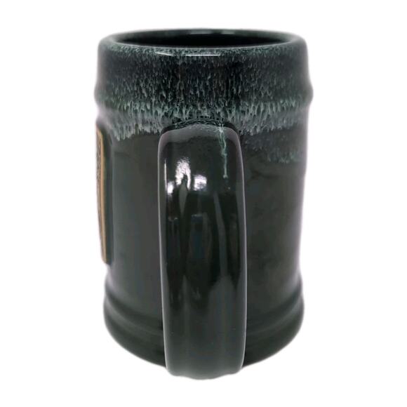 Deneen Pottery Bones Coffee Co Irish Cream Coffee Mug Green Stoneware Skeleton - Picture 3 of 11